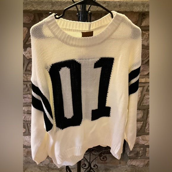 POL Sweaters - (NWT) POL Crochet Knit Sweater 01 Graphic Oversized One Size